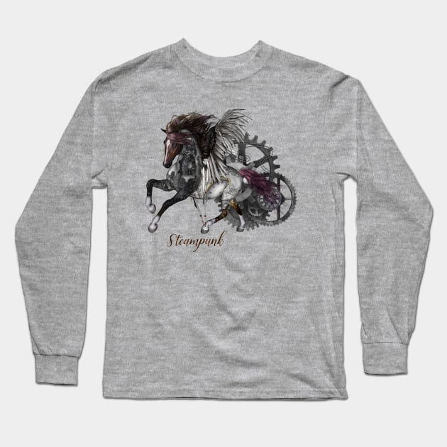 Wonderful steampunk horse with wings Long Sleeve T-Shirt by Nicky2342